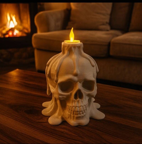 3D Halloween Doodskop Theelichthouder – "Melting Skull"