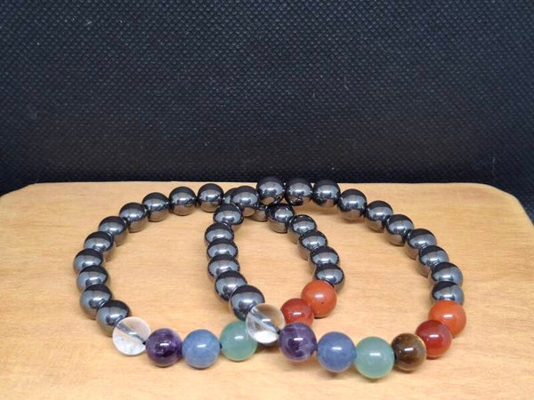 Hematiet met Chacra's armband 6mm
