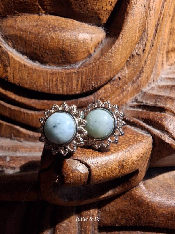 Larimar zilveren oorbellen