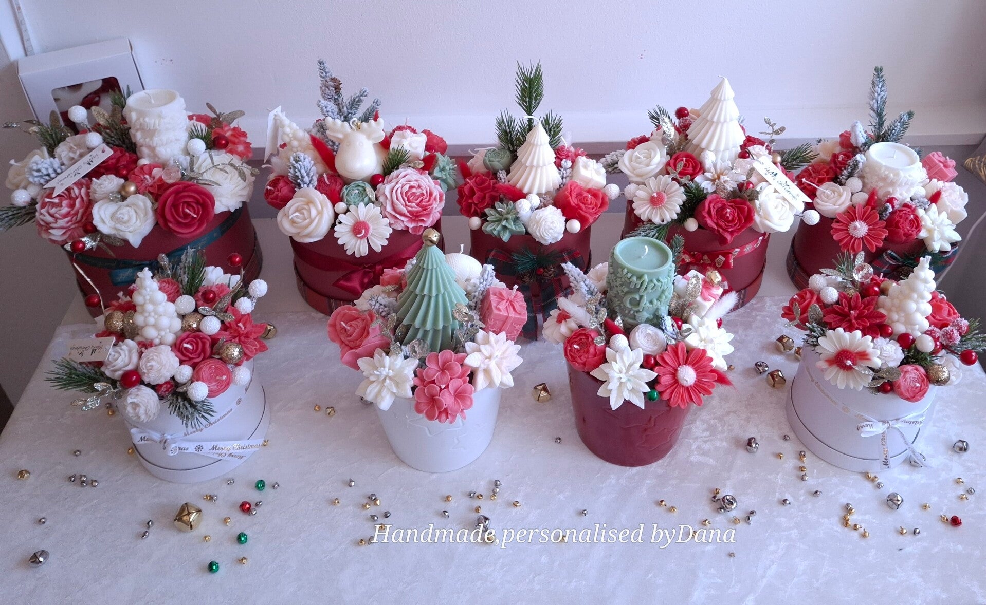 Christmas Handmade Scented Soy Wax Candle Bouquet