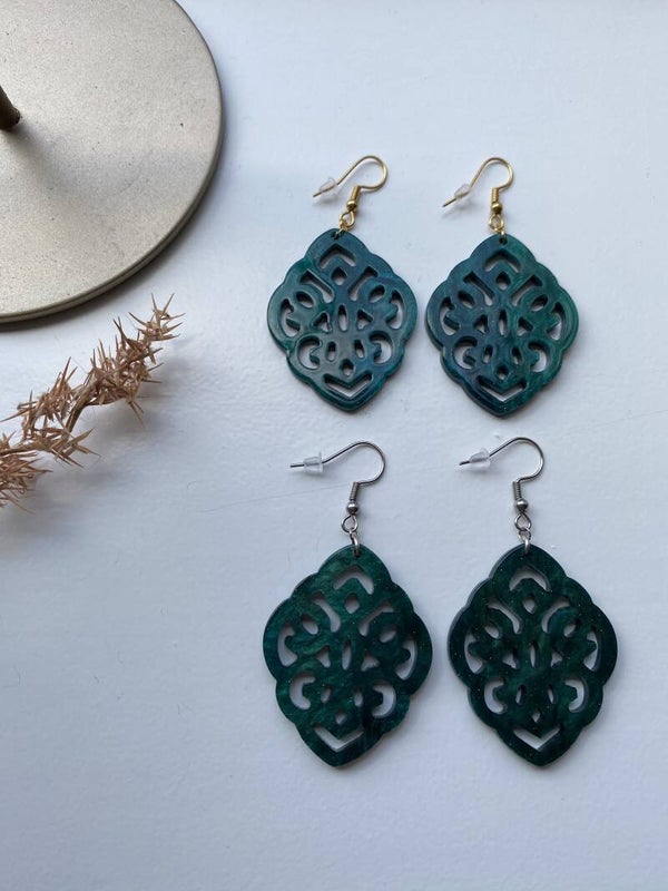 Barok dark green earrings