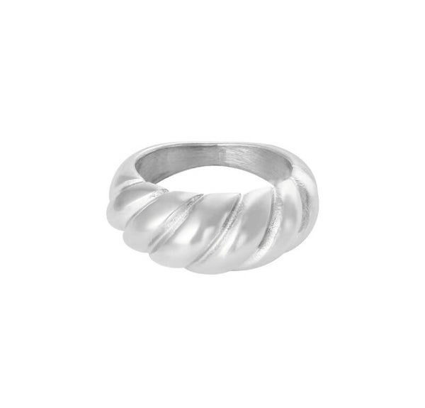 Bold croissant ring - zilver