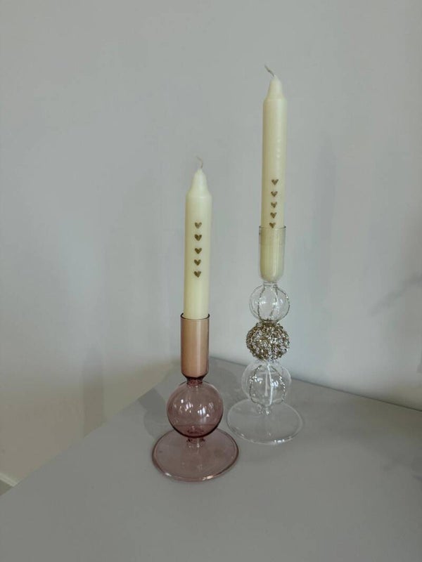 Heart in a line candles - set 2 stuks