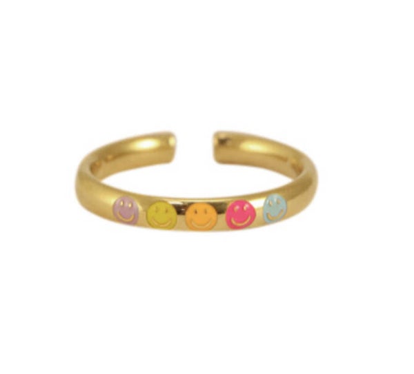 Colourful smiley ring