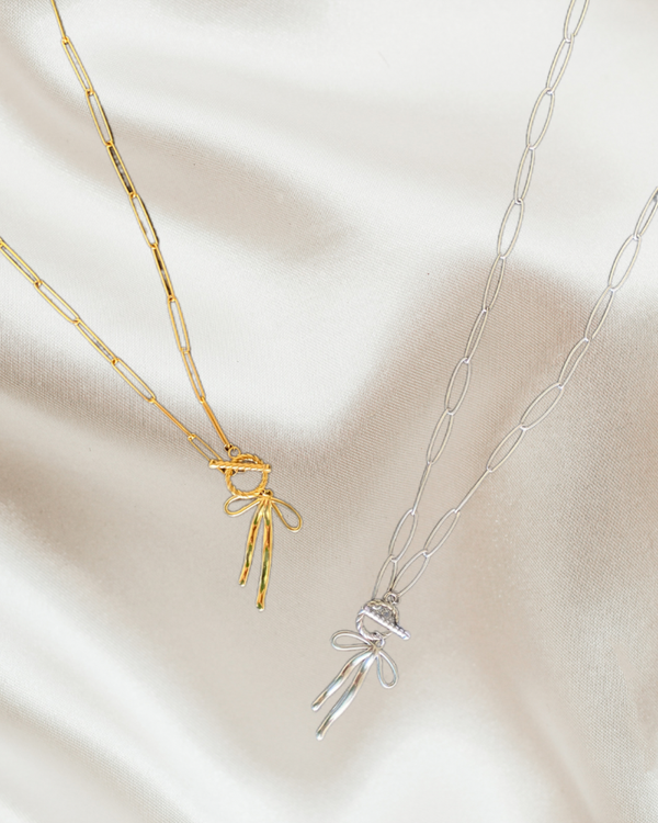 Long bow necklace