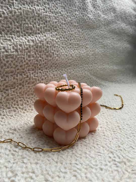 Heart cube candle