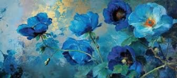 Bloemenschilderij blauw