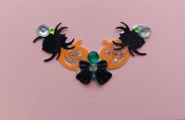 Strikje - oranje pompoen- zwarte spin