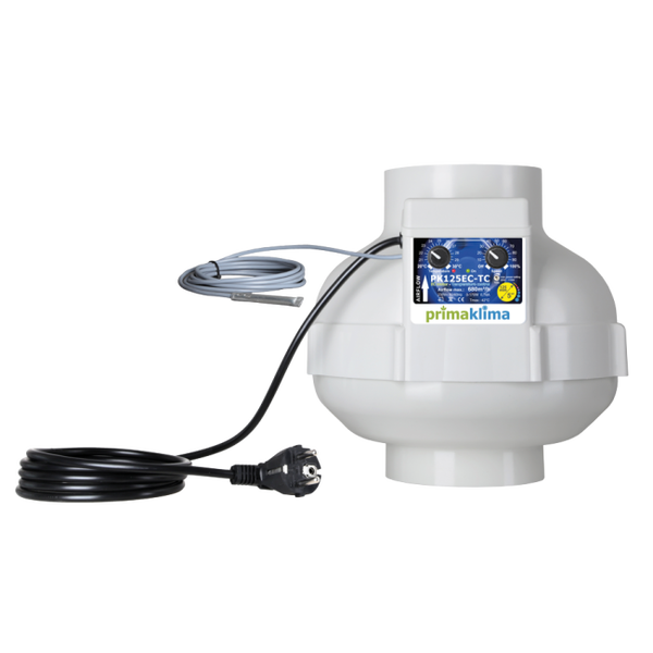 Prima Klima Rohrventilator 125 EC - TC, 680 m³/h, für 125 mm Rohr, Drehzahl- und Klimaregler