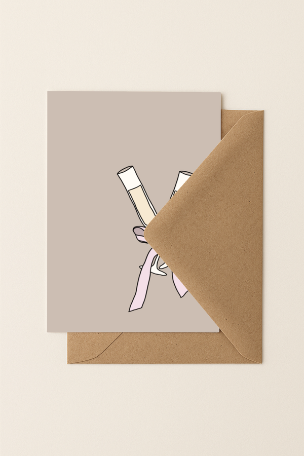 champagne glazen met strik | A6 Kaartje