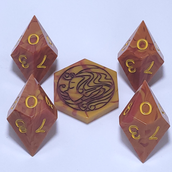 Flame D10s Set of 4  W/ Coin