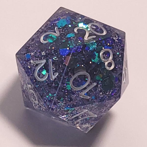 Lavender, green, blue sparkle D20s (25mm)