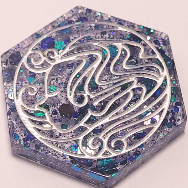 Lavender Blue Green glitter Coin