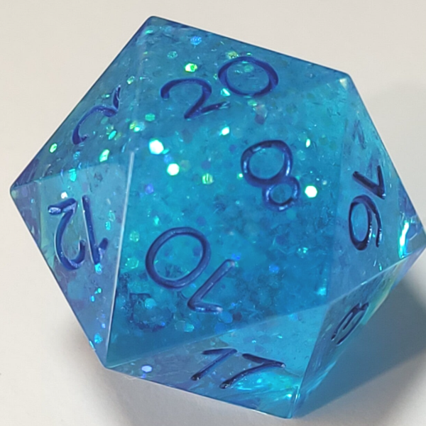 Teal Glitter D20 (25mm)