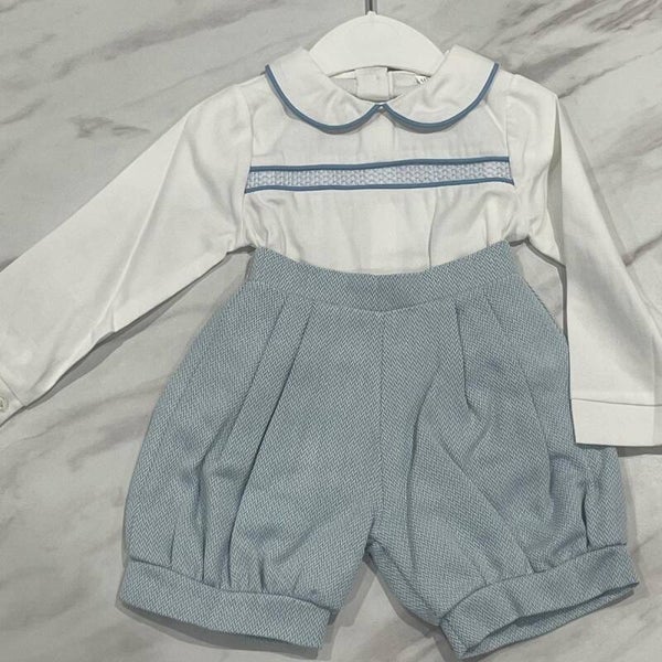 Blue smocked short set