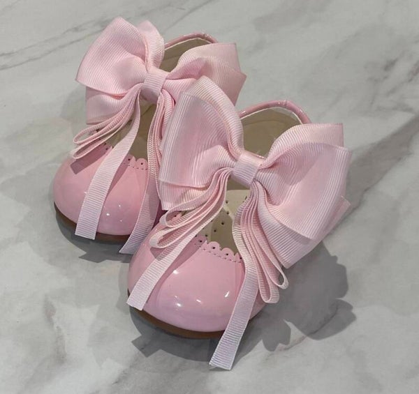 Tia London pink Paignton bow shoes