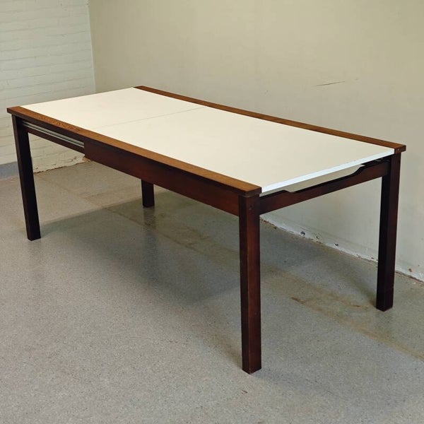 Vintage wenge houten uitschuif eettafel