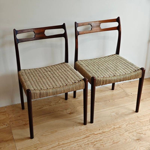 Vintage papierkoord eetkamer stoelen