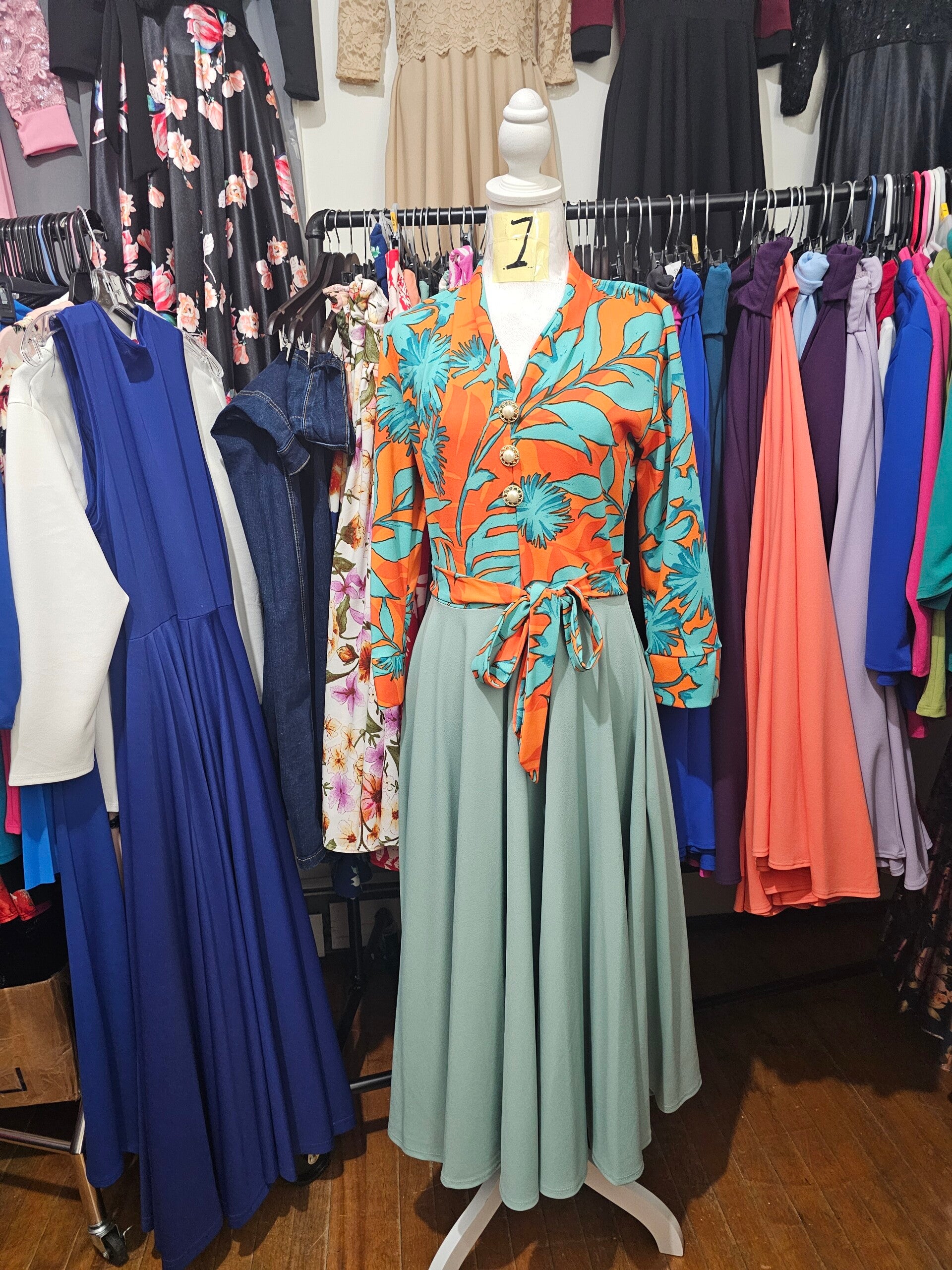 vestido color pistacho aqua