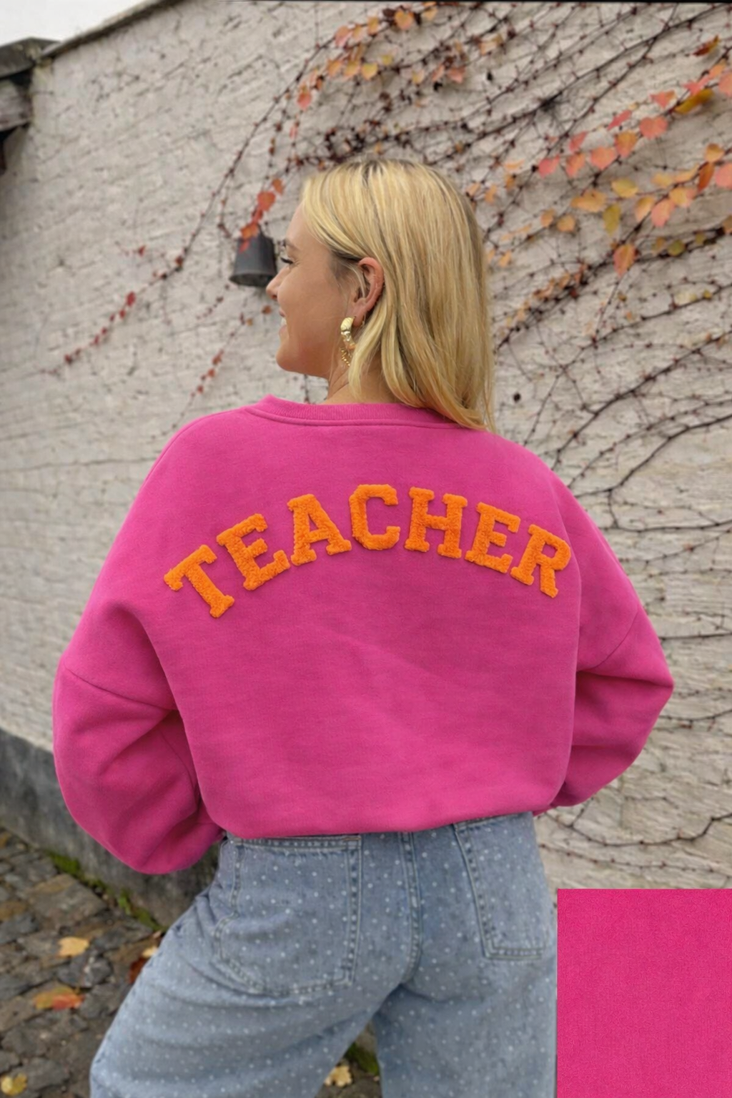 Teacher sweater donkerroos oranje