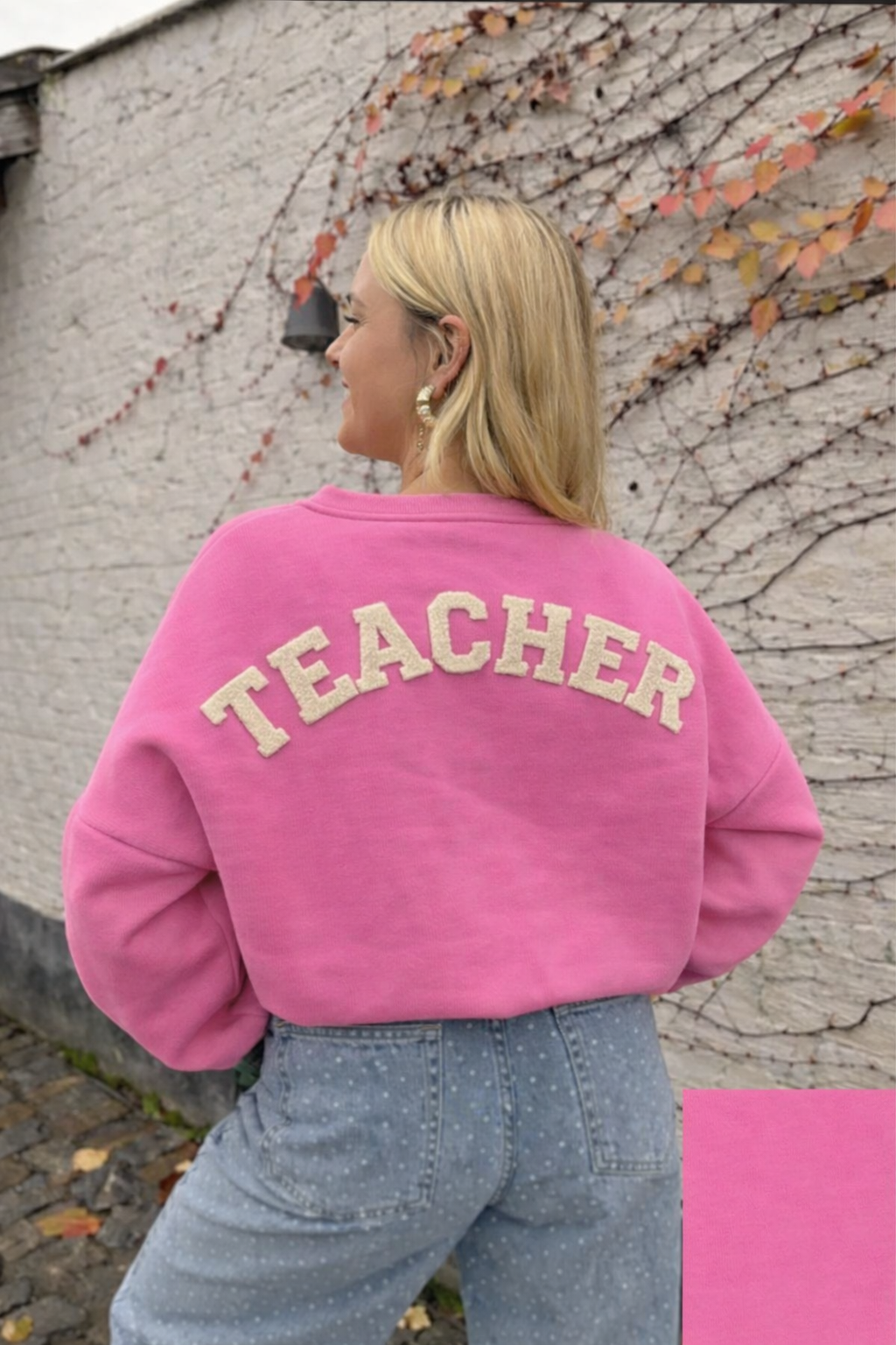 Teacher sweater lichtroos beige