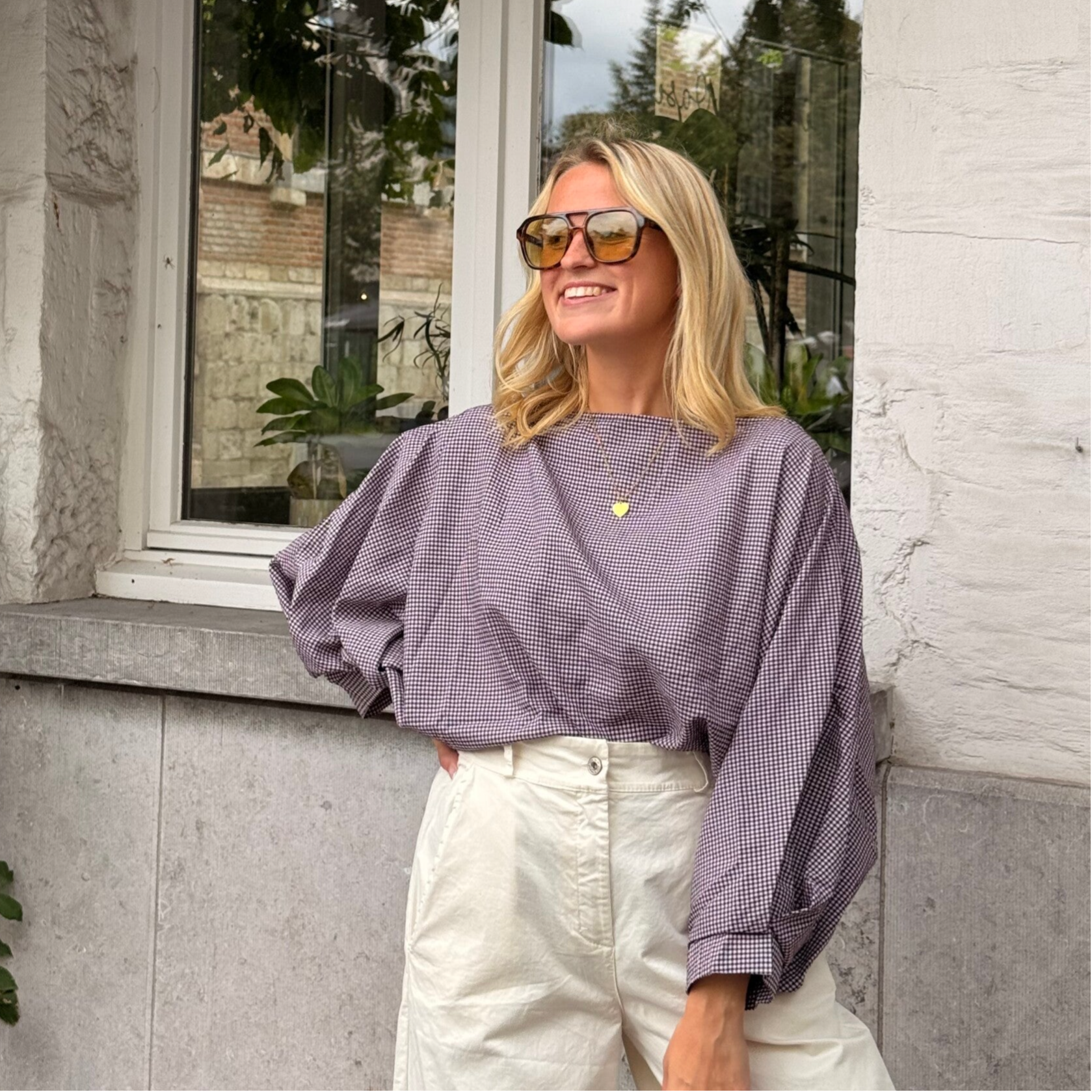 Caro blouse vichy bordeaux