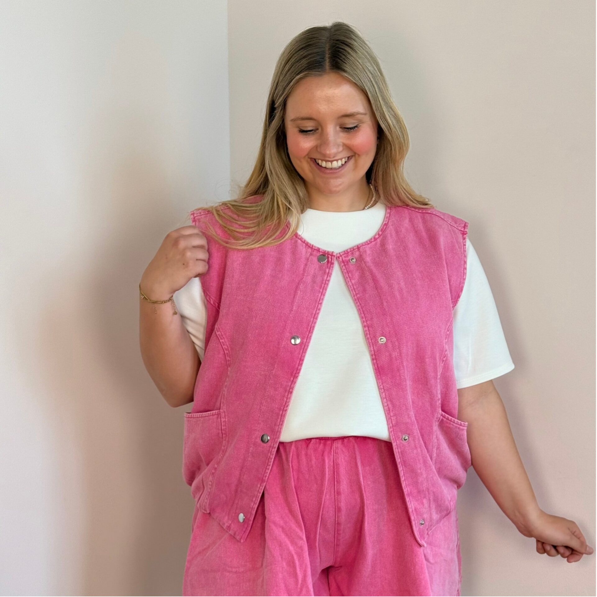 Nikki jeans vest pink