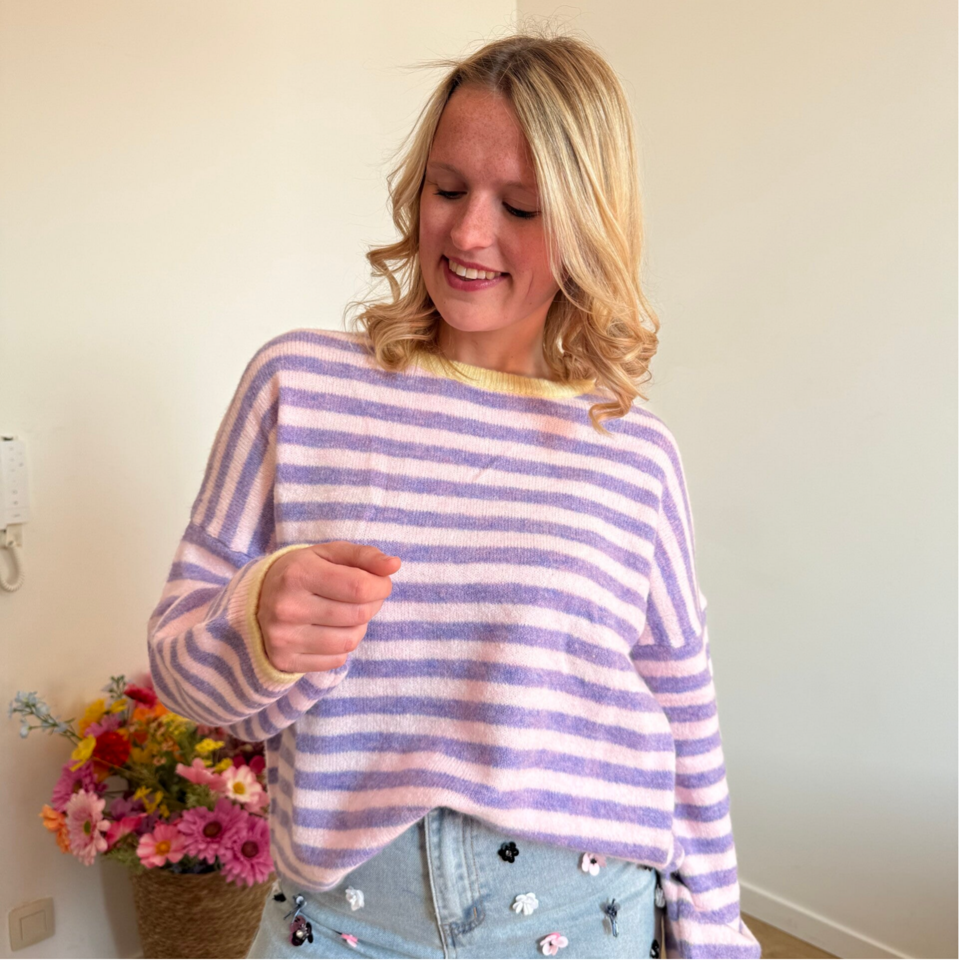 Julie sweater purple stripes