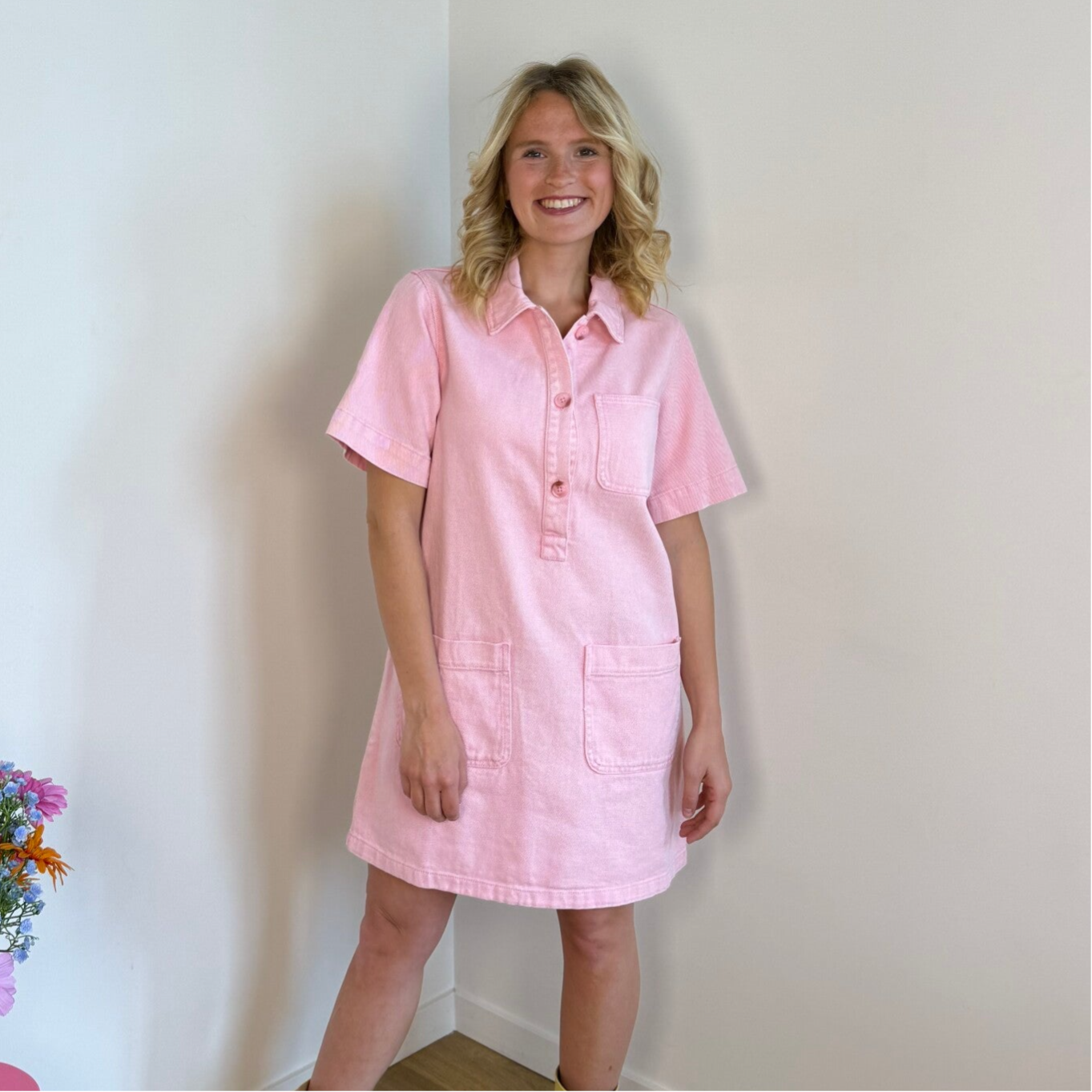 Roosje jeansdress pink
