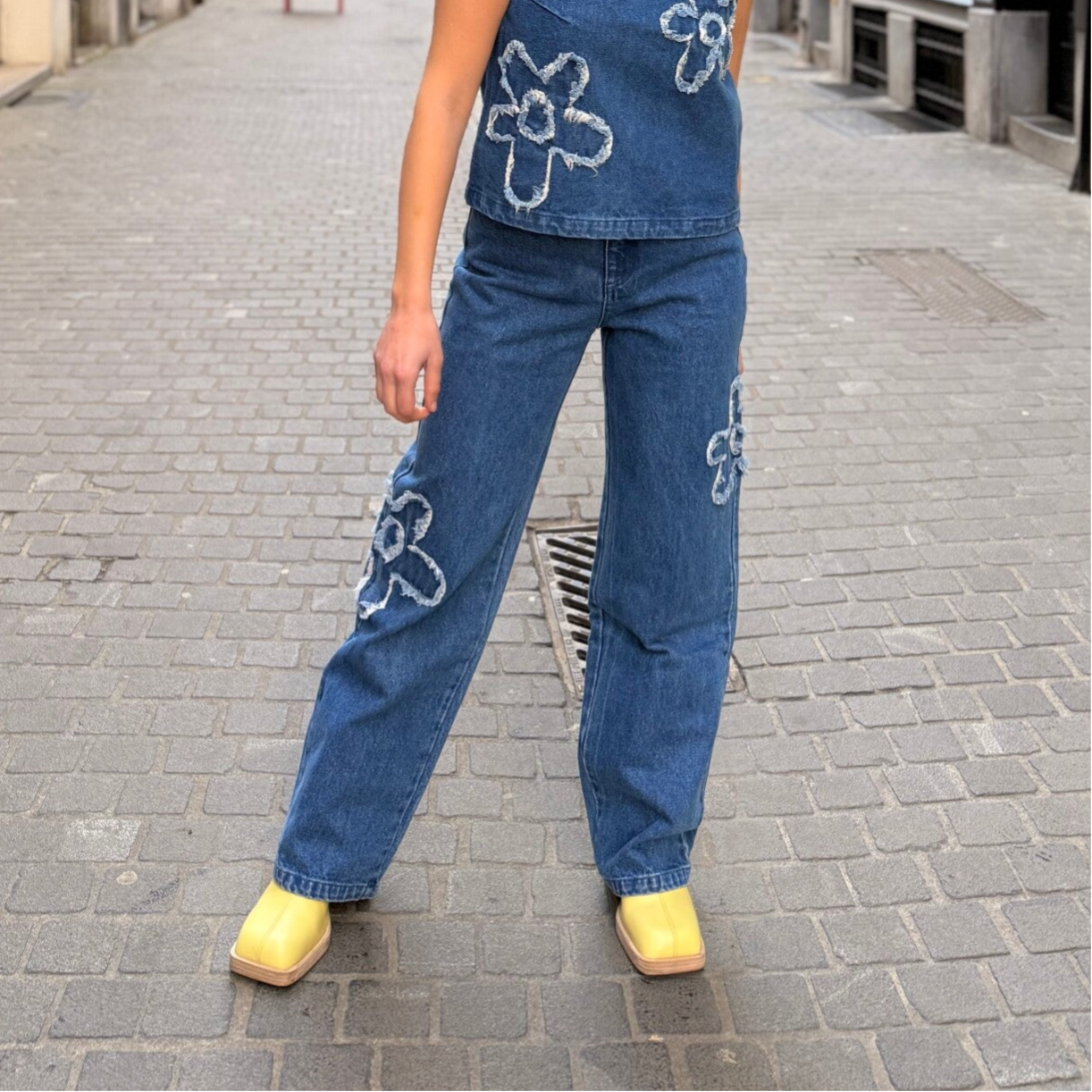 Pauline pants jeans white flower