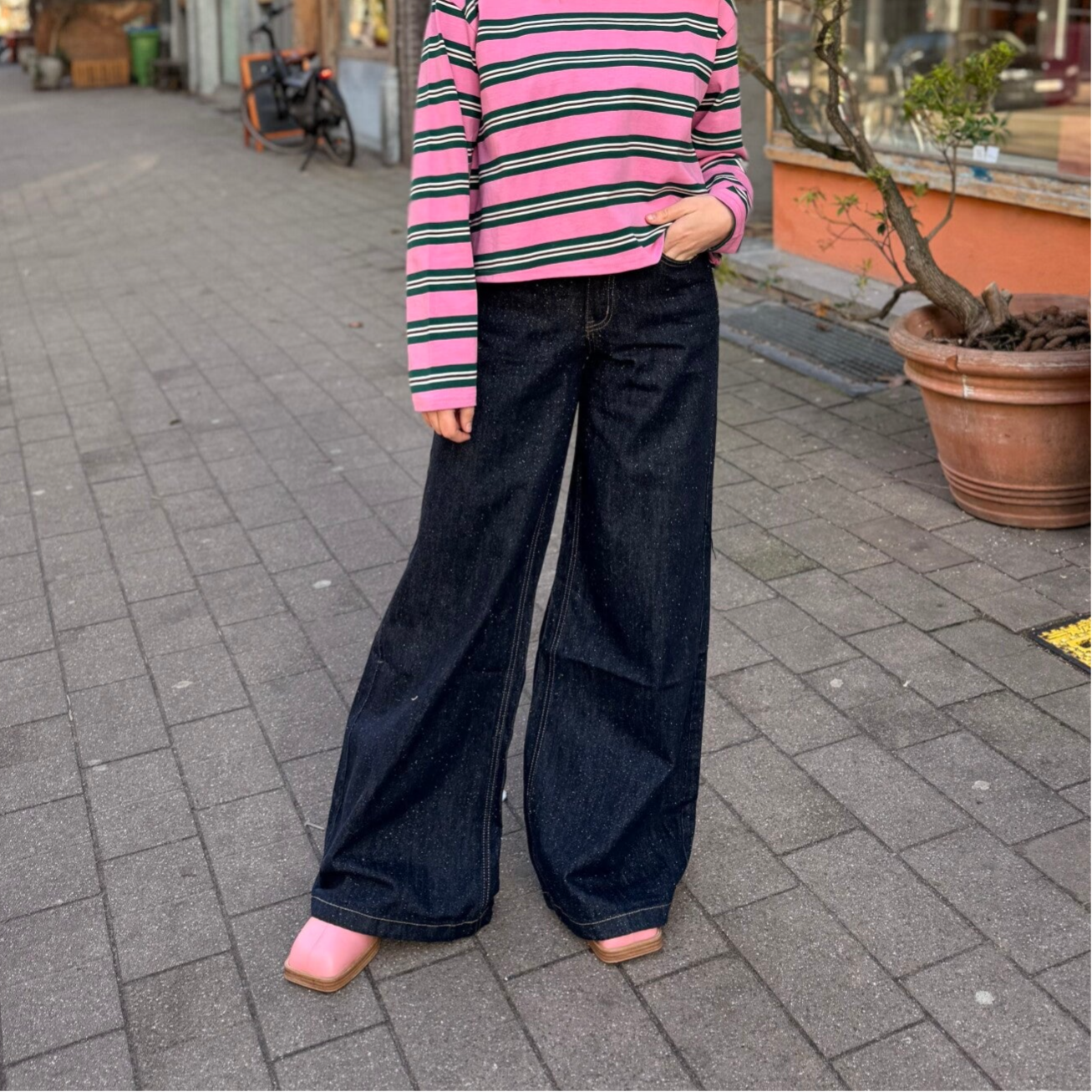 Elisa jeans darkblue glitter wide leg