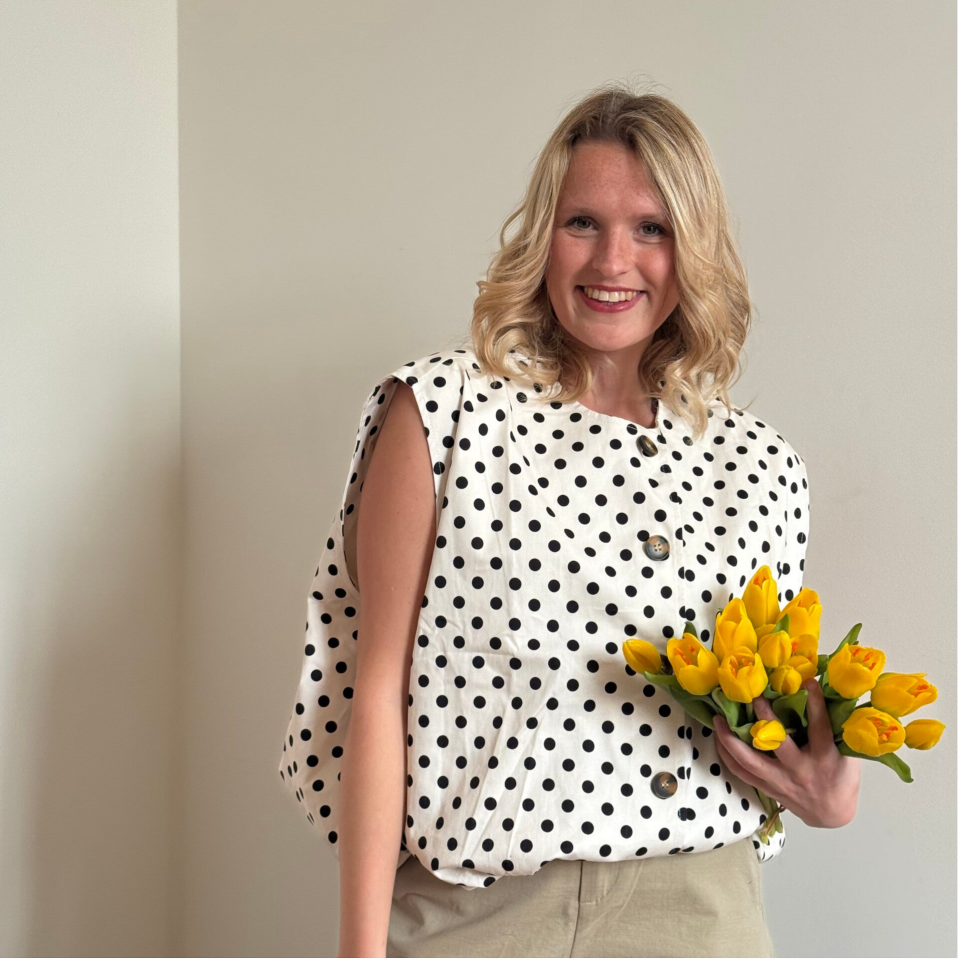 Dorien dots debardeur oversized white - black