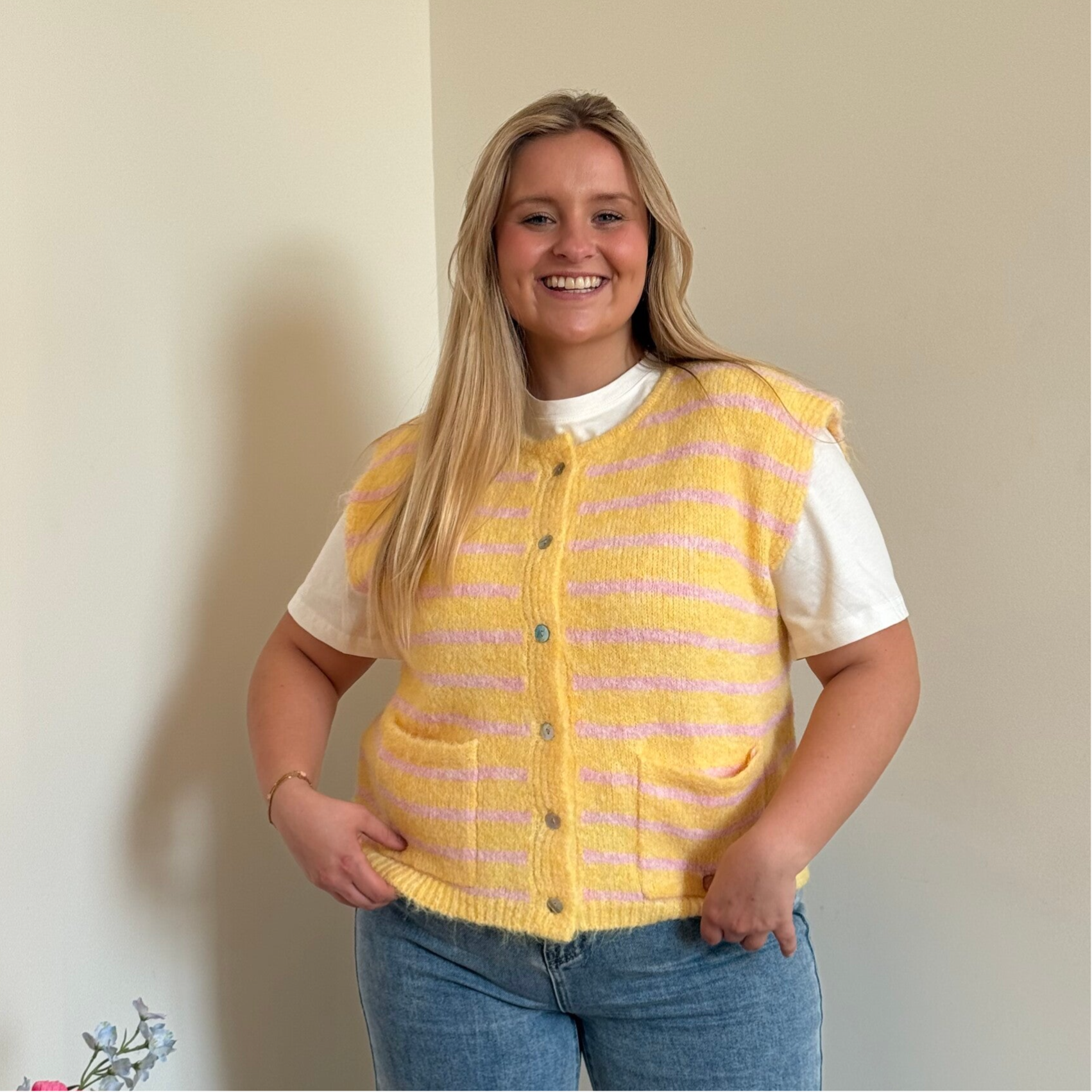 Sien debardeur yellow pink stripes