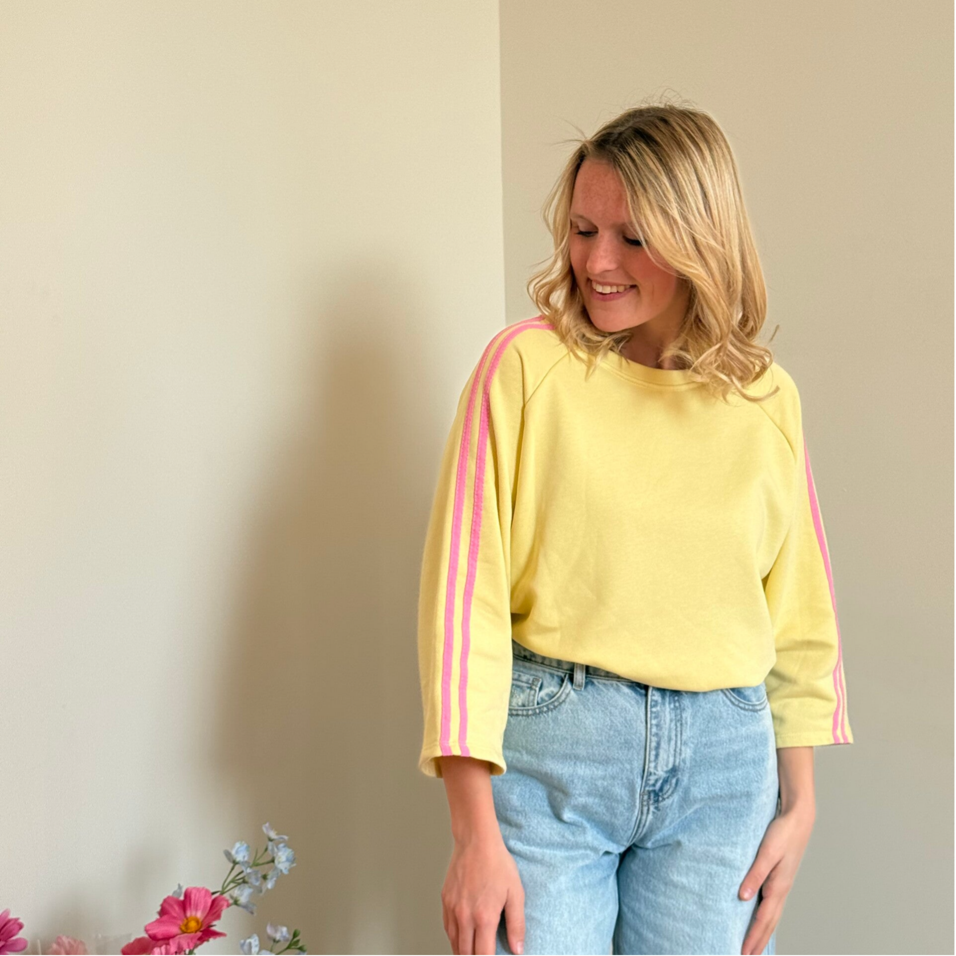 Maya longsleeve yellow - pink stripes