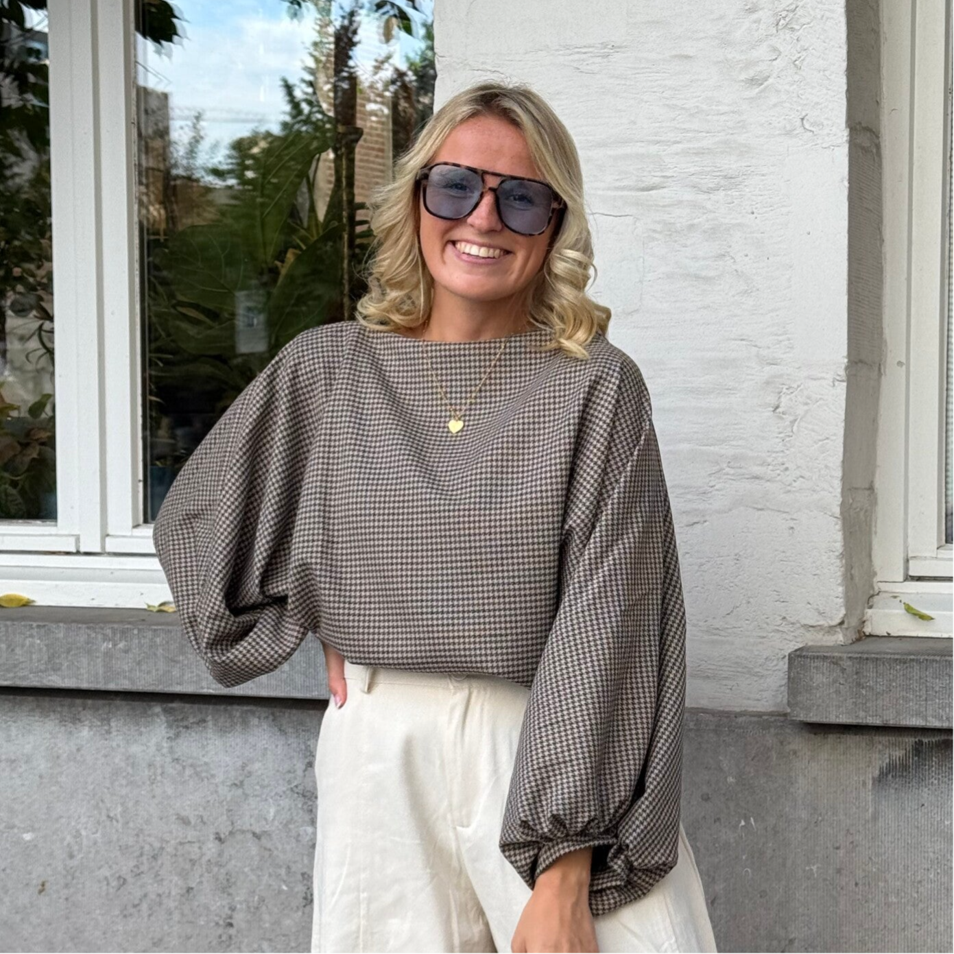 Kaatje blouse vichy green