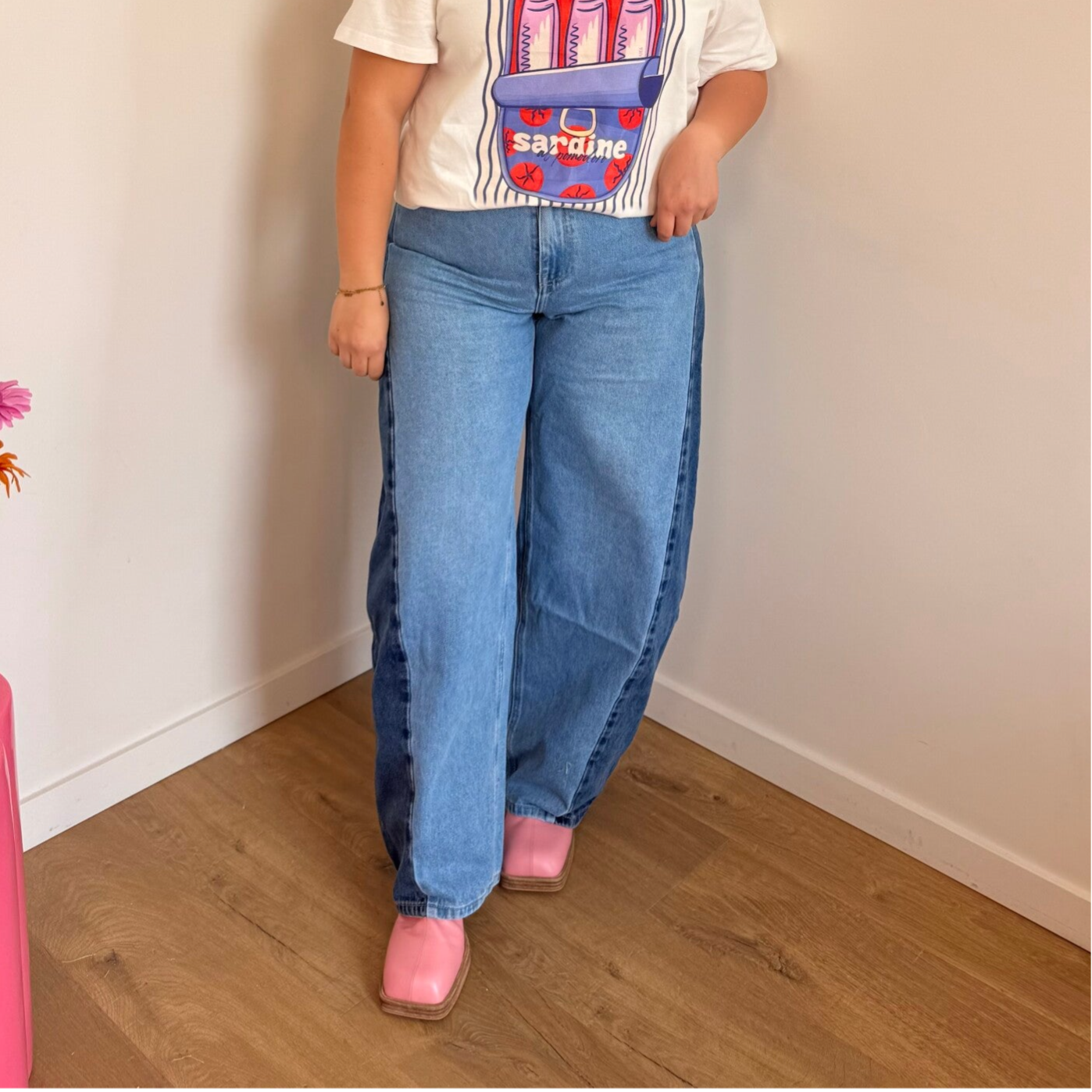 Janne two-tone barrel fit jeans