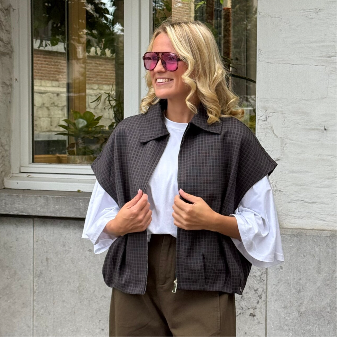 Alies vest blue plaid