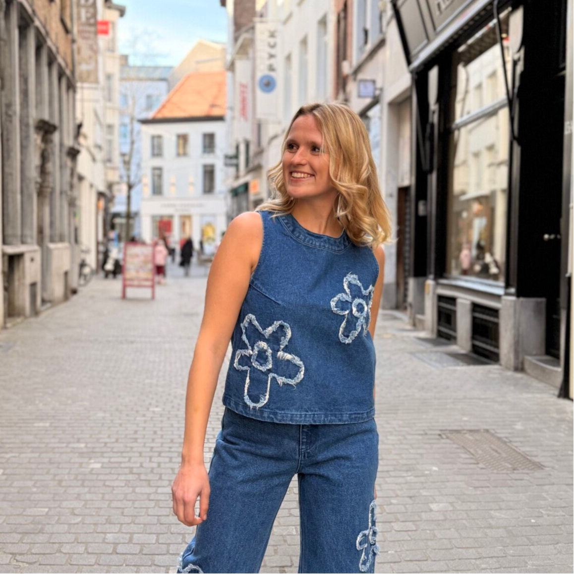 Pauline top jeans white flower