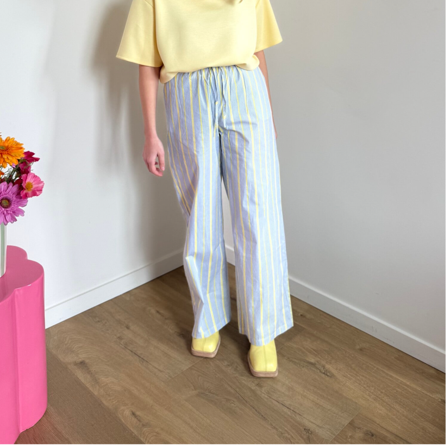 Cato pants blue with yellow stripes
