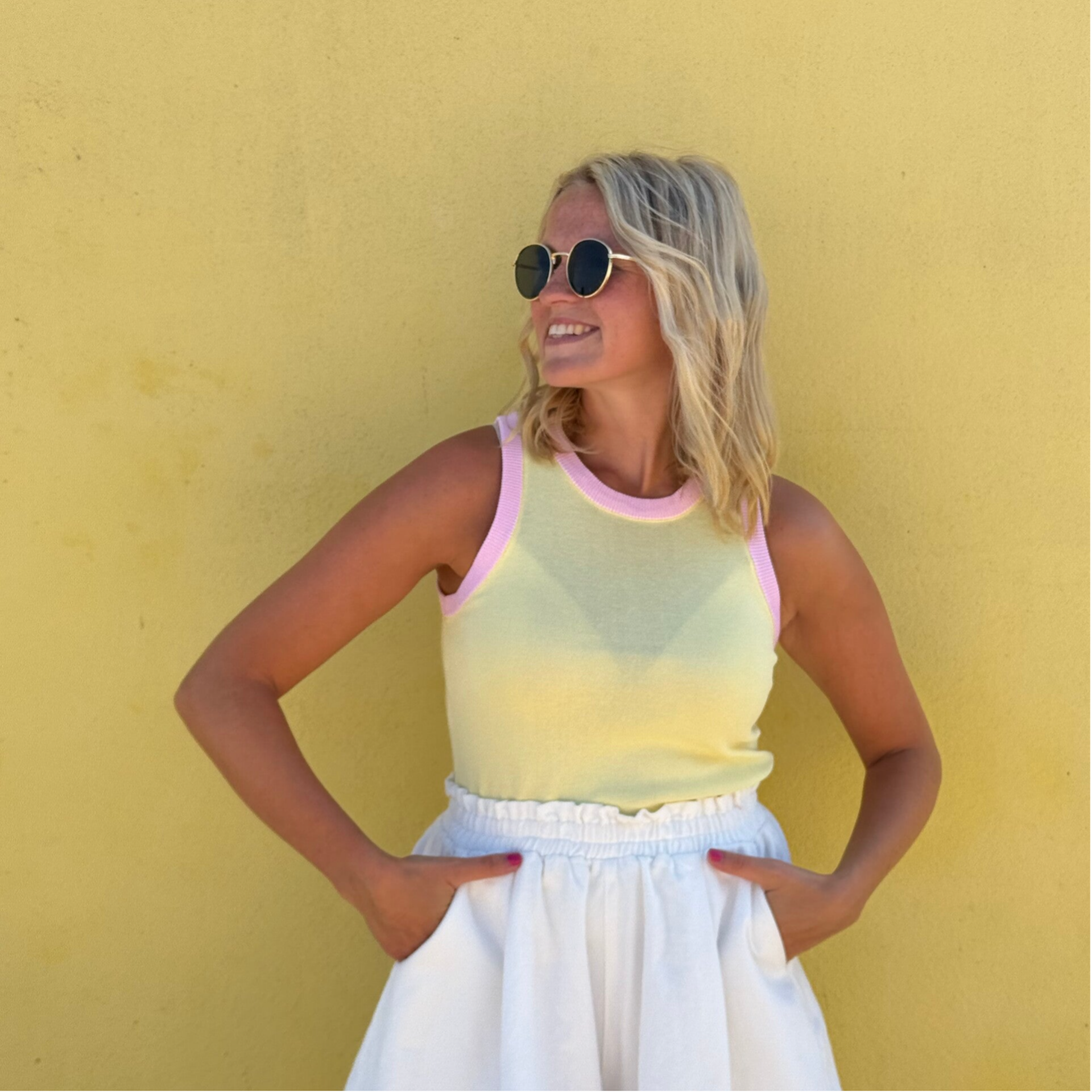 Kiki top yellow - pink