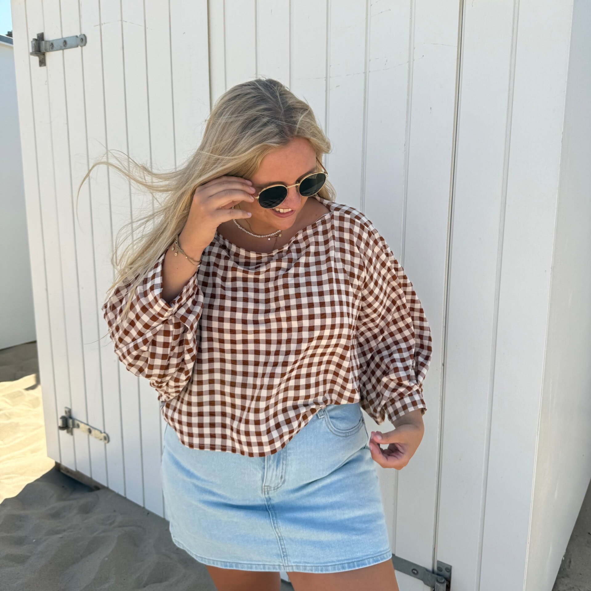 Kaatje blouse vichy brown