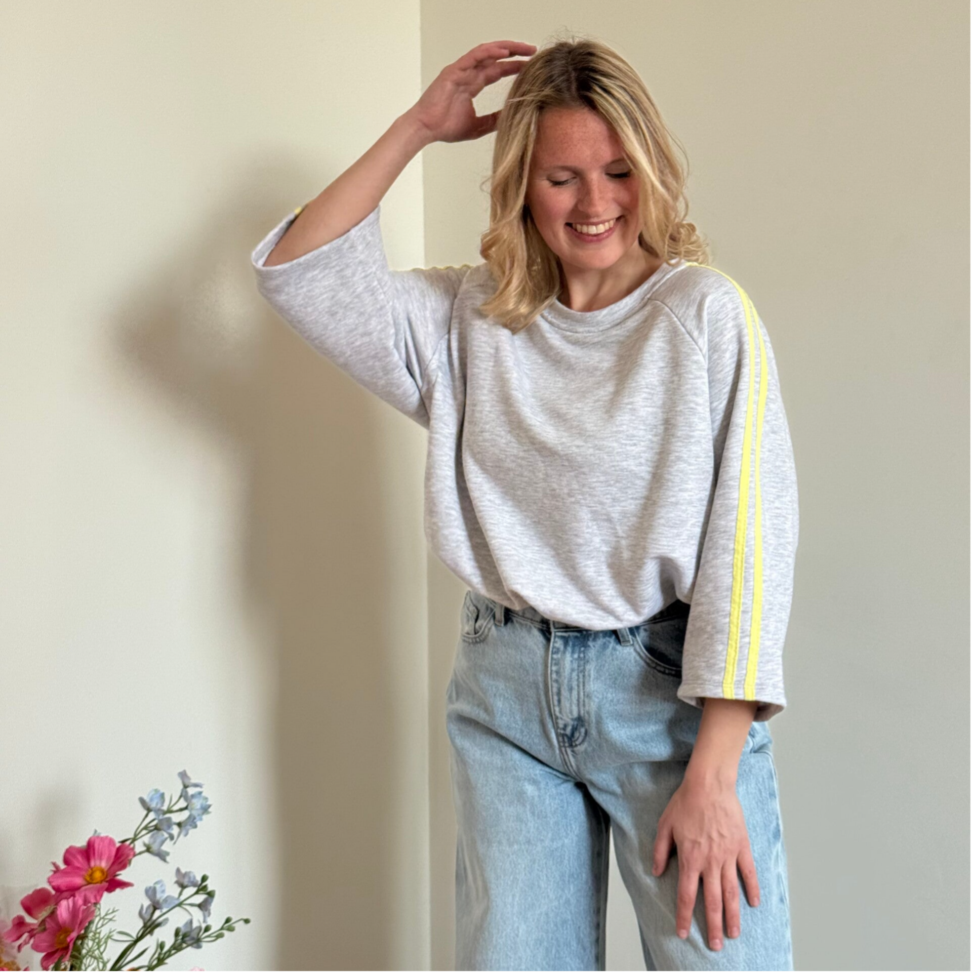 Maya longsleeve grey - yellow stripes