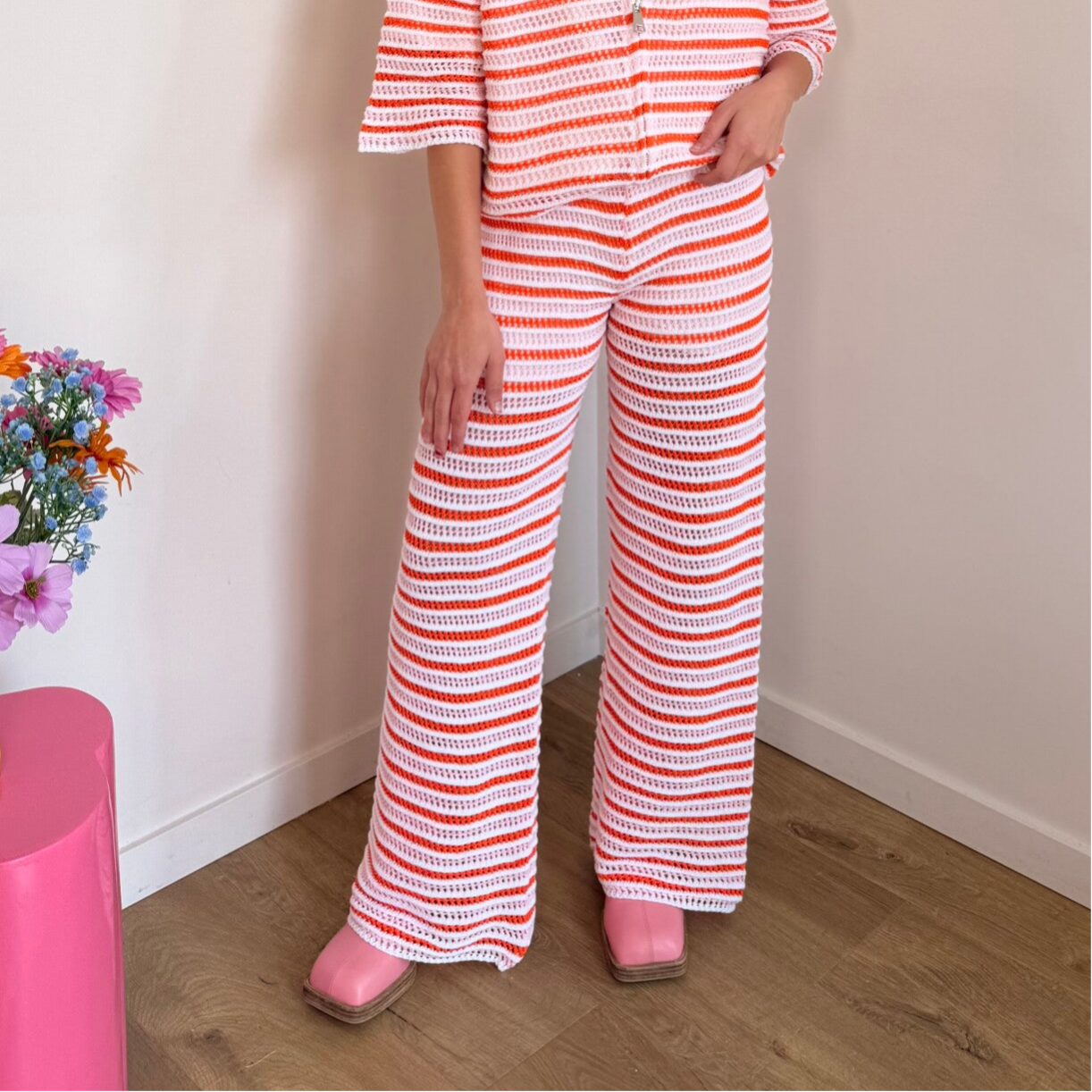 Petra crochet pants orange-pink