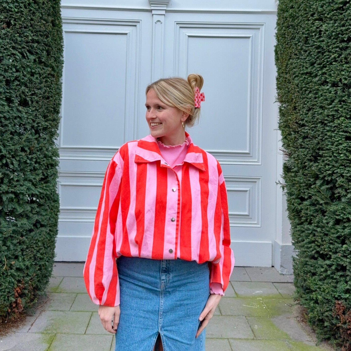 Hanne jacket pink orange stripes