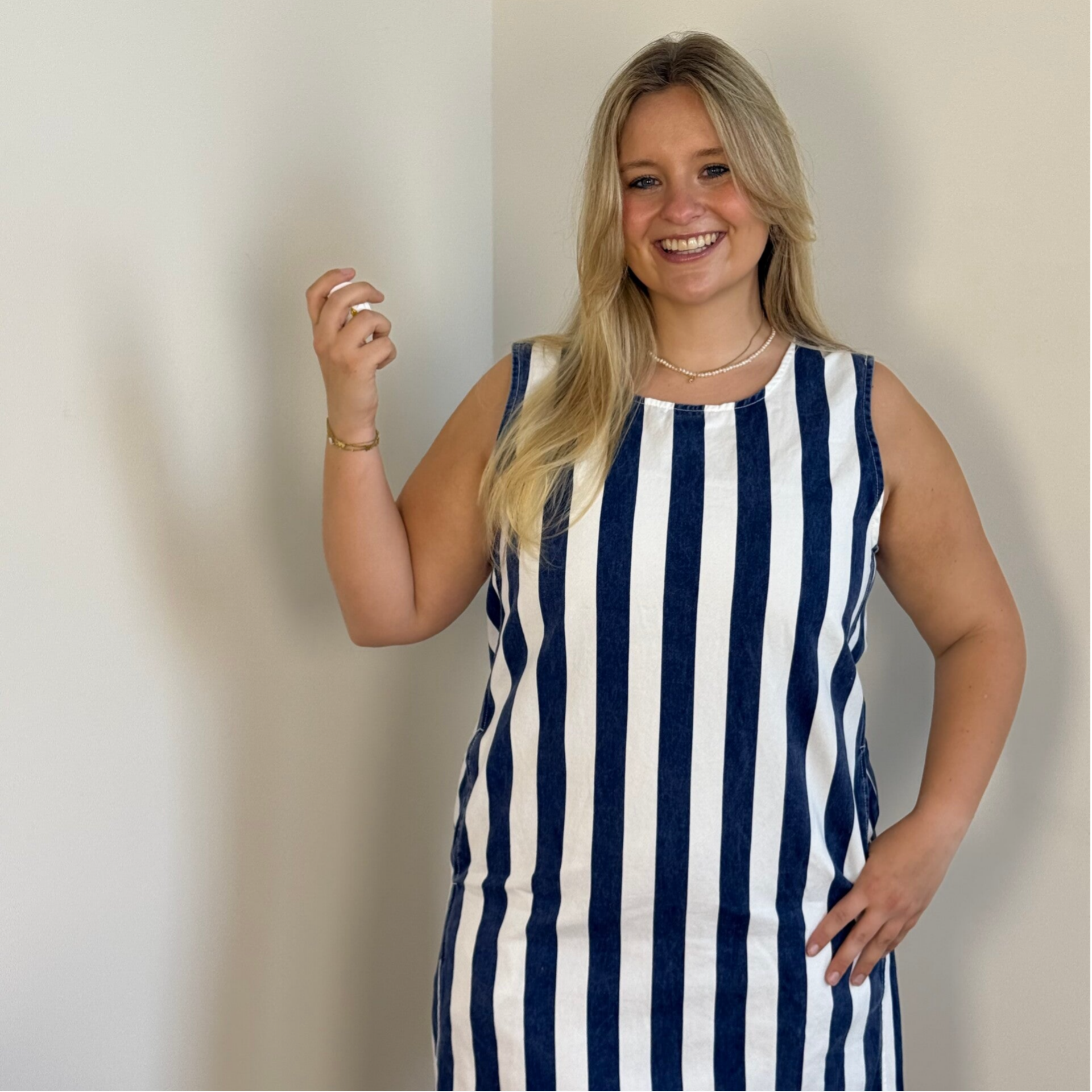 Nisrine summer dress stripes blue white
