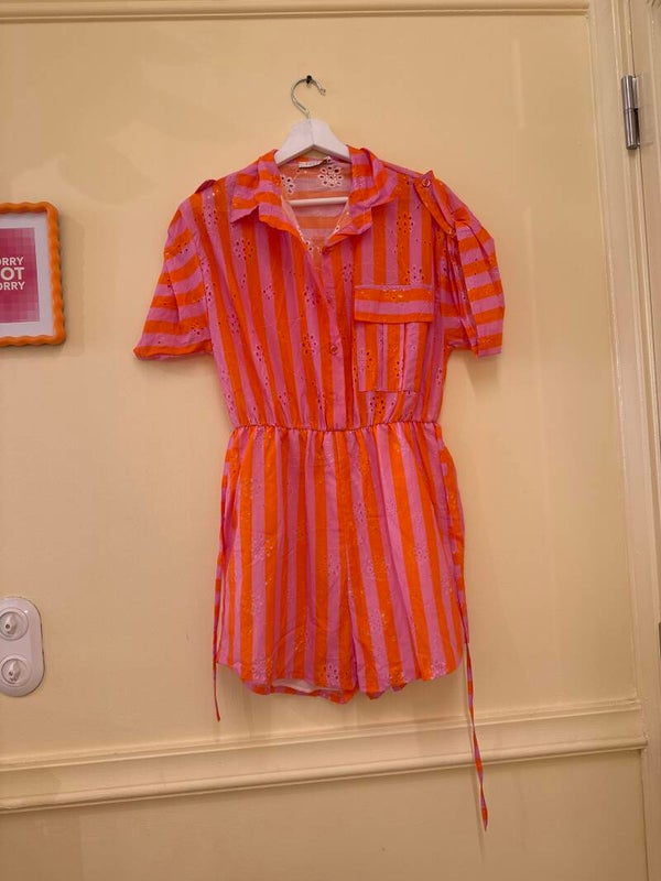 Lorette jumpsuit pink orange stripes