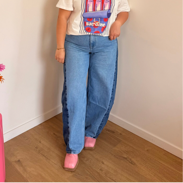 Janne two-tone barrel fit jeans