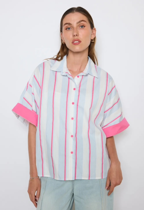 Hanna blouse stripes white blue pink