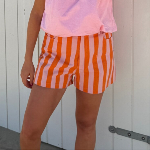 Ameline short pink orange stripes
