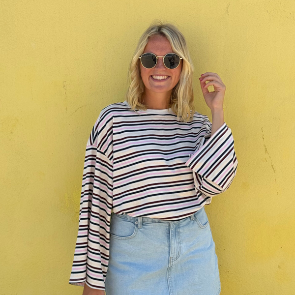 Noa longsleeve blue pink beige stripes